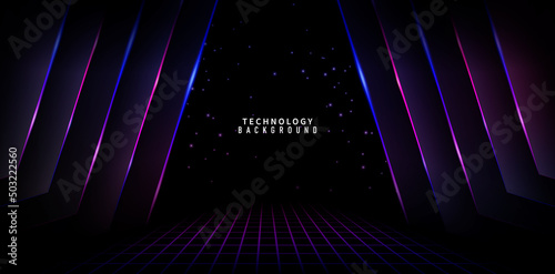 stage curtains with spotlight blue purple neon lines backgrounds for sign corporate, advertisement business, social media post, billboard agency advertising, ads campaign, motion video, landing pages