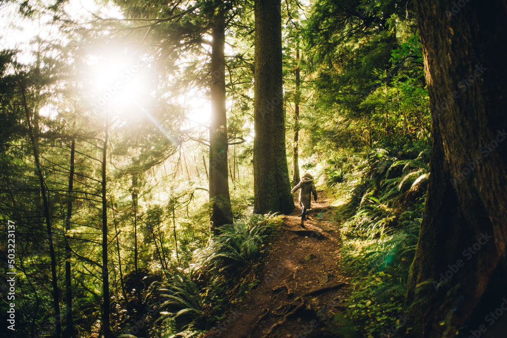 Girl Runs Through Forest