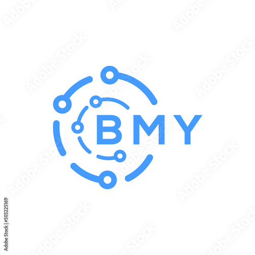 BMY technology letter logo design on white  background. BMY creative initials technology letter logo concept. BMY technology letter design.
 photo