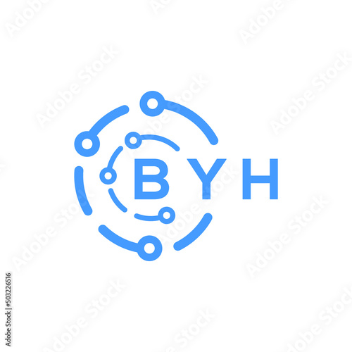 BYH technology letter logo design on white  background. BYH creative initials technology letter logo concept. BYH technology letter design. © Faisal