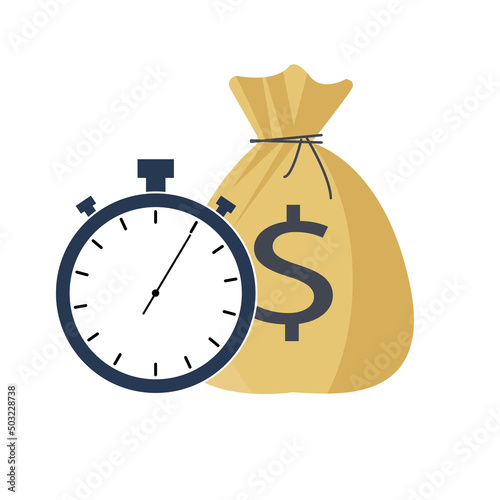 Time is money, business and finance concept. Quick payment, clock and cash