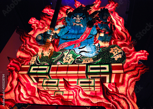 The demon nebuta lantern can expel anything bad and be like an auspicious symbol in Aomori, Japan. photo