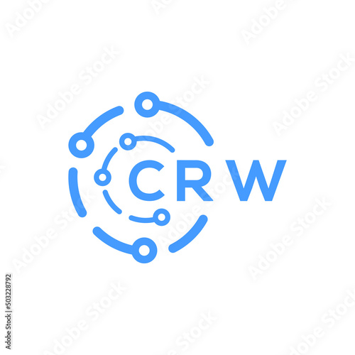 CRW technology letter logo design on white  background. CRW creative initials technology letter logo concept. CRW technology letter design. photo
