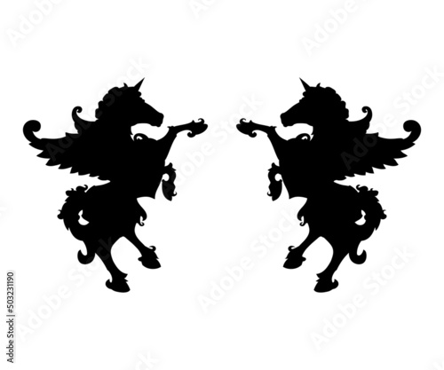 Pegasus Horse With Wings Vector. Silhouette Pegasus horse with wings Vector Template.