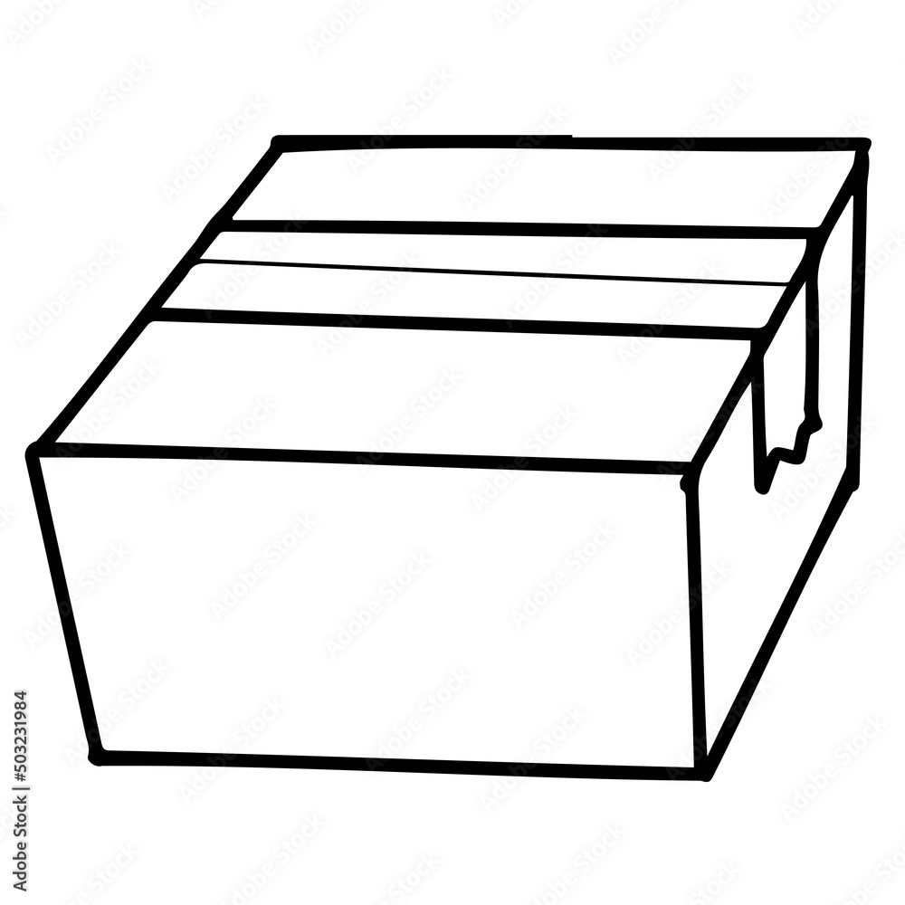ガムテープで梱包された段ボール箱の線画イラスト ガムテープで梱包された段ボール箱の線画イラスト