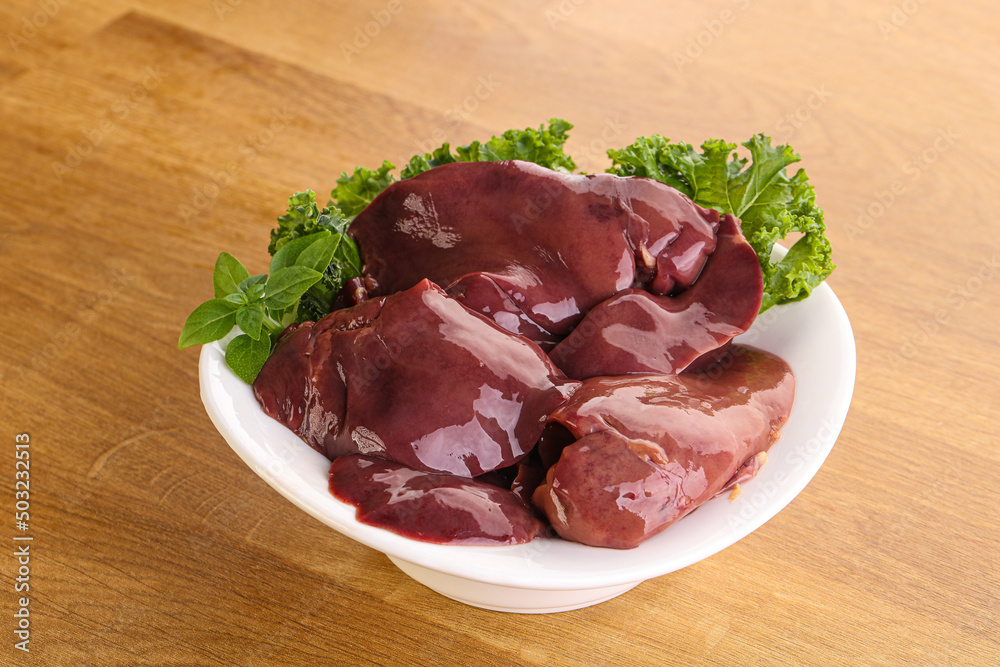 Raw chicken liver in the bowl Raw chicken liver in the bowl