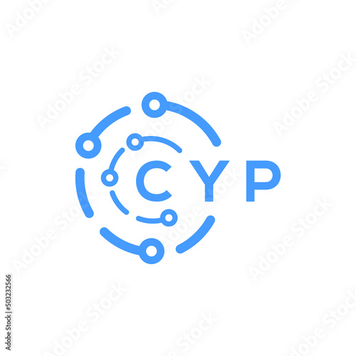 CYP technology letter logo design on white  background. CYP creative initials technology letter logo concept. CYP technology letter design. photo