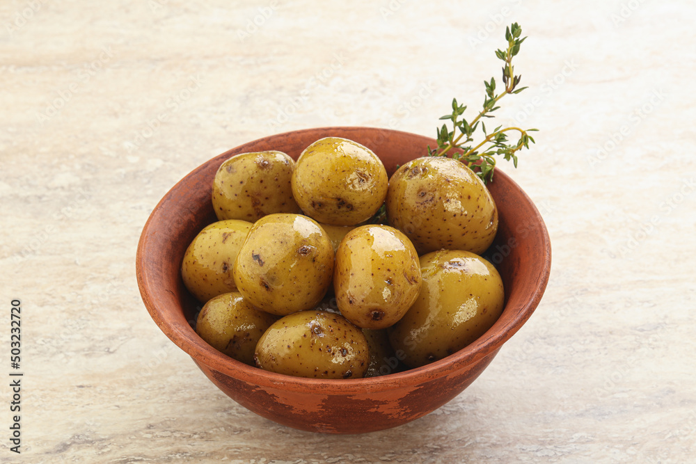 Boiled baby potato in the bowl Boiled baby potato in the bowl