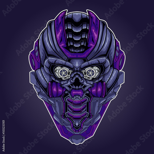 Mecha head illustration vector