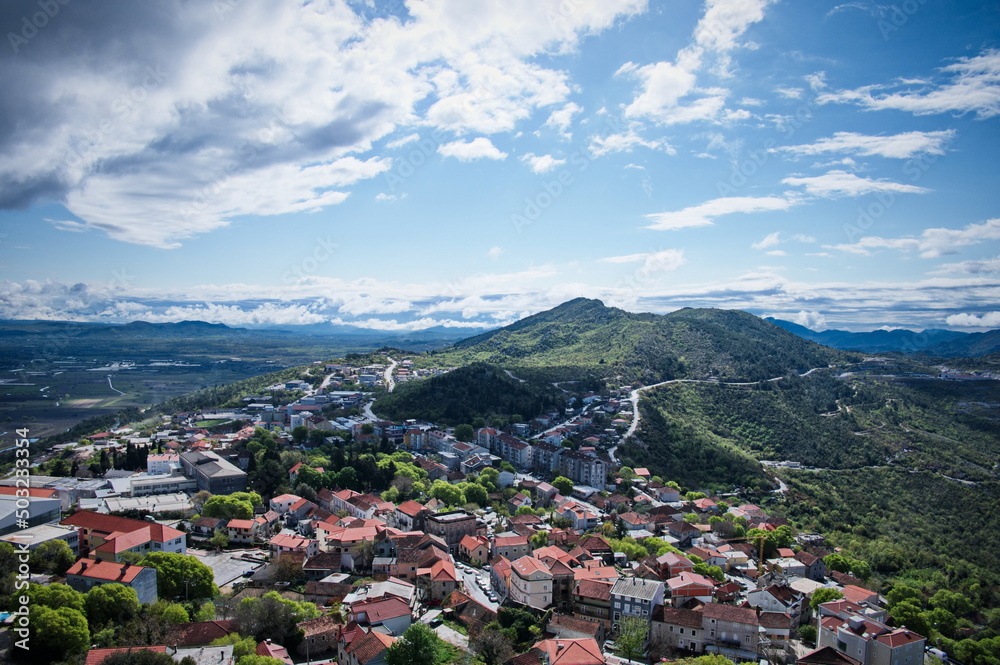 Townscape of Vrgorac in Croatia from the top of the hill