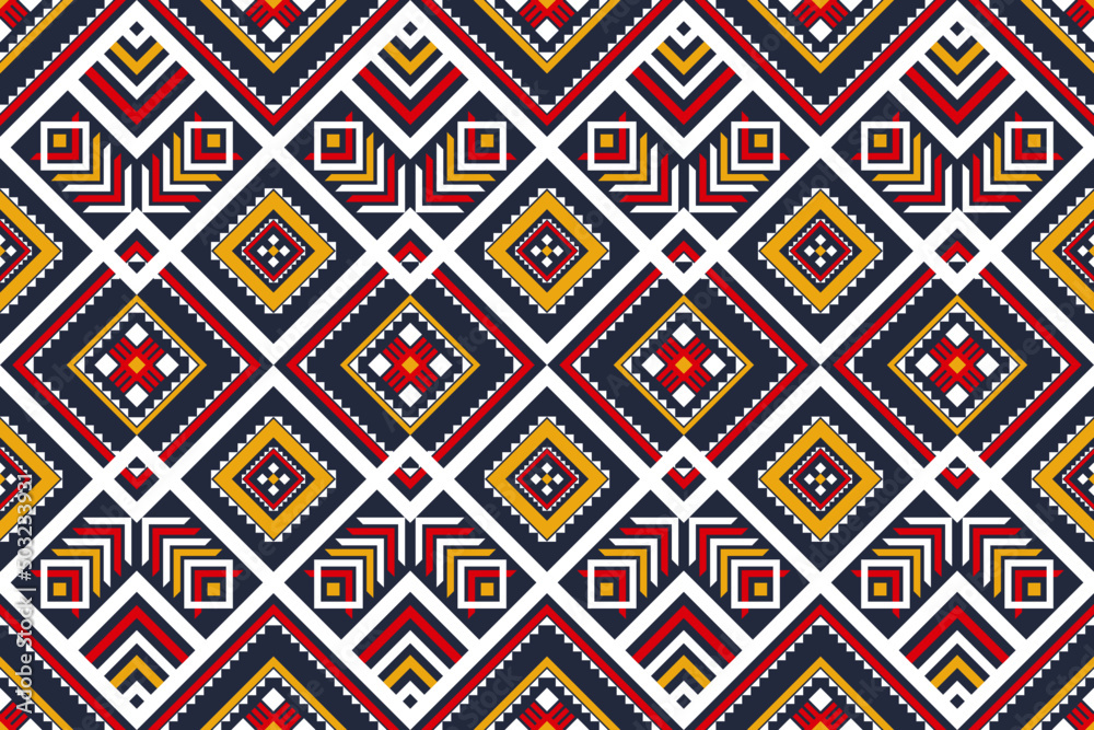 Geometric ethnic seamless pattern in tribal. Fabric ethnic pattern art. Design for background, wallpaper, vector illustration, fabric, clothing, carpet, textile, batik, embroidery.