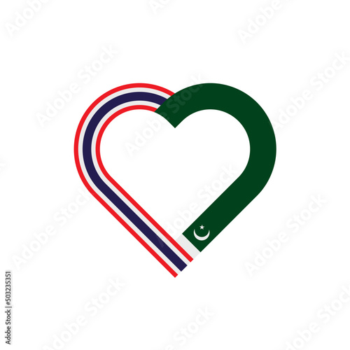 unity concept. heart ribbon icon of thailand and pakistan flags. vector illustration isolated on white background