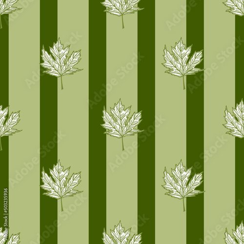 Leaves maple canadian engraved seamless pattern. Vintage background botanical with foliage in hand drawn style.