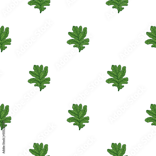 Leaves oak engraved seamless pattern. Retro background botanical with forest foliage in hand drawn style.