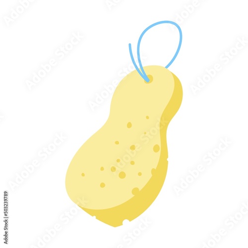 Sponge, porous washcloth for shower. Vector illustration. Cartoon isolated on white