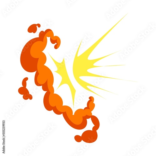 Orange dynamite explosive shock wave, cartoon illustration. Bang from explosive elements for comic book flat vector