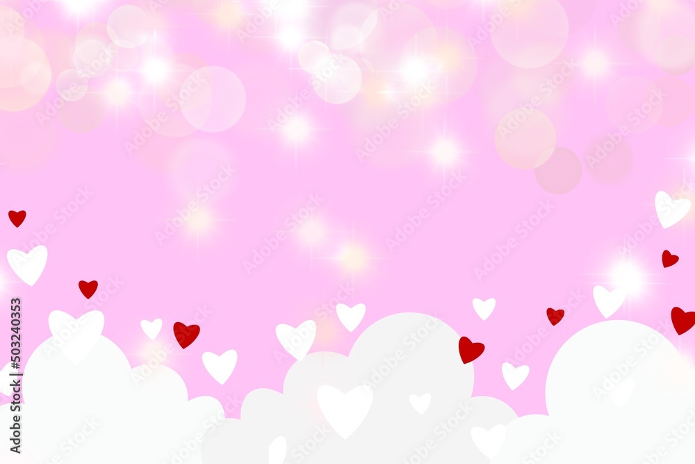 heart shaped illustration, card and bokeh for background