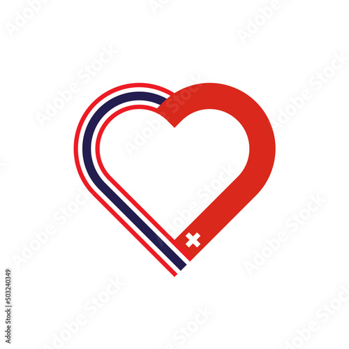unity concept. heart ribbon icon of thailand and switzerland flags. vector illustration isolated on white background