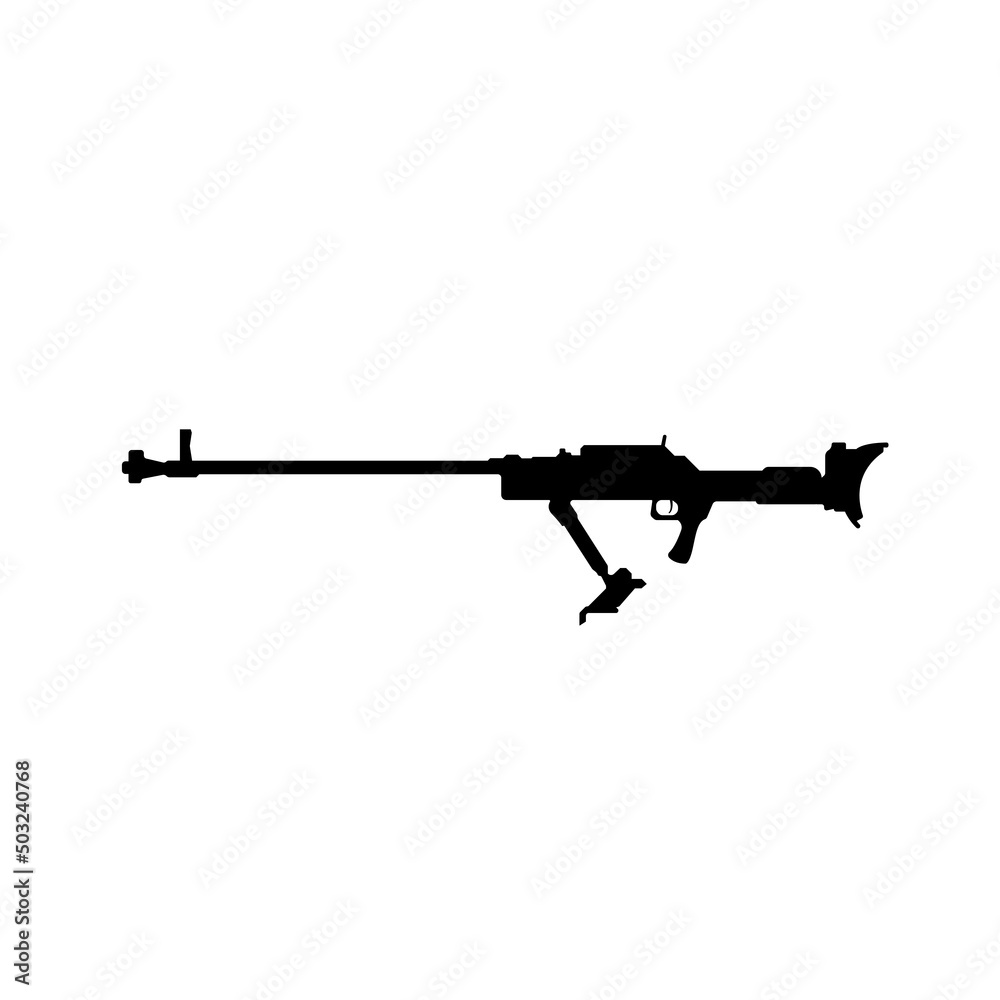 Anti Tank Rifle Silhouette. Black and White Icon Design Element on Isolated White Background