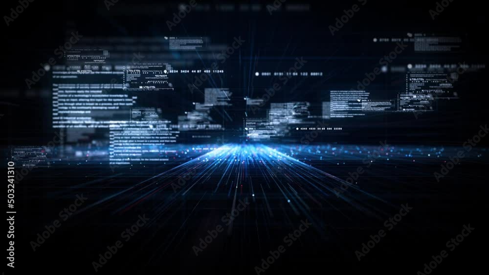 Digital cyberspace and digital data network connections concept. Transfer digital data hi-speed internet, Future technology digital matrix abstract background concept. Looped design 4k.