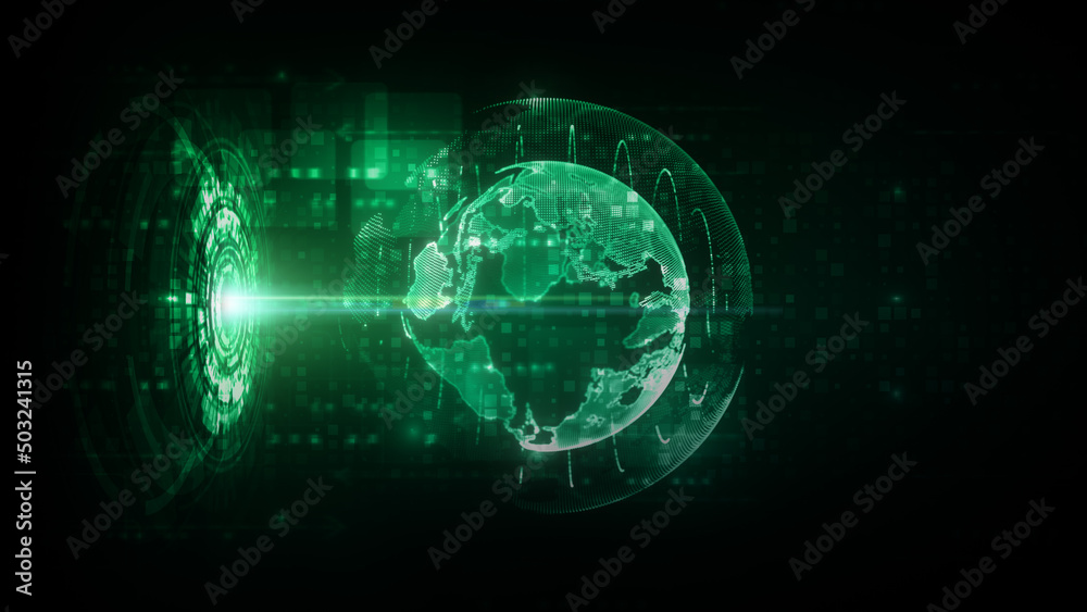 Obraz premium HUD Digital lines, Technology background hi-tech data connection concept, Technology digital data transmission, Premium abstract background. 3d rendering