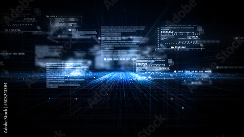 Digital cyberspace and digital data network connections concept. Transfer digital data hi-speed internet, Future technology digital matrix abstract background concept. 3d rendering © KanawatTH