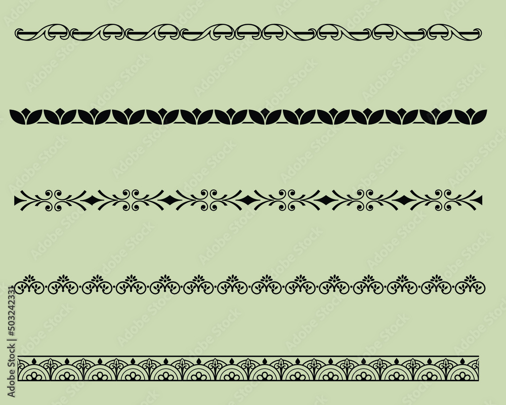 Fototapeta premium Decorative Ornament Border Design Set 4