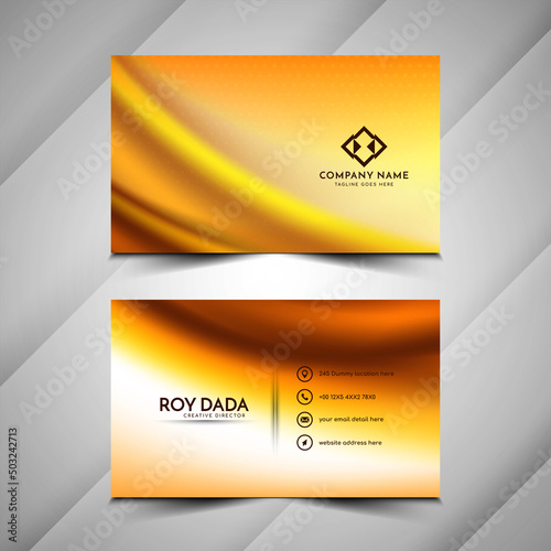 Modern wave style bright yellow business card template