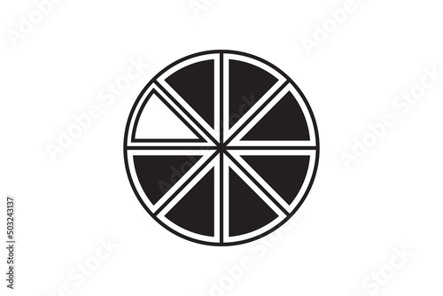 Round graphic fraction circle shape vector element. Geometric diagram division section icon. photo