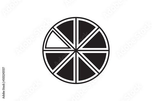 Round graphic fraction circle shape vector element. Geometric diagram division section icon.