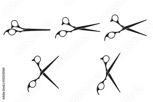 Hairdress barber scissors, professional salon tools. Hairdressing design element.