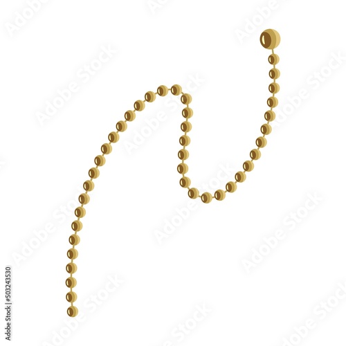 pendant and chain. Vector illustration of leather, gold and silver design element isolated on white