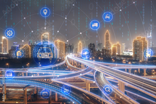 Three dimensional traffic picture of the concept of science and Technology City