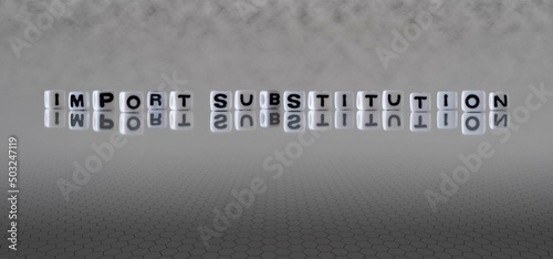 Photography import substitution word or concept represented by black and white letter cubes