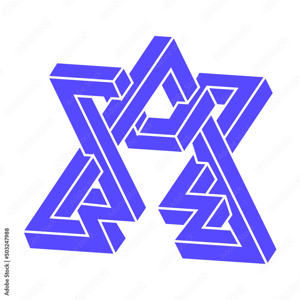 Logo. Impossible shape, optical illusion, vector. Optical art objects. Geometric figure. Line art. Logo. Impossible shape, optical illusion, vector. Optical art objects. Geometric figure. Line art.