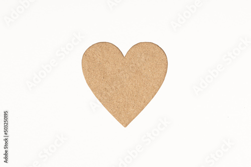Die-cut Cardboard Heart shaped isolated on white paper background. Love concept