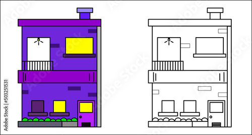 Coloring book. Coloring book fantastic house for kids activity colouring pages. Vector illustration