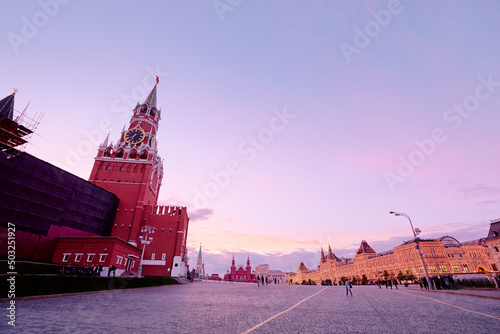 Tourism and architecture. Kremlin and Red Square in Moscow, Russia