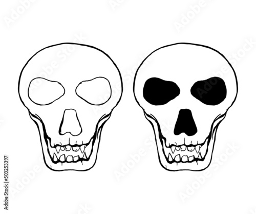 Skull Silhouette Shape Hand Drawing Vector