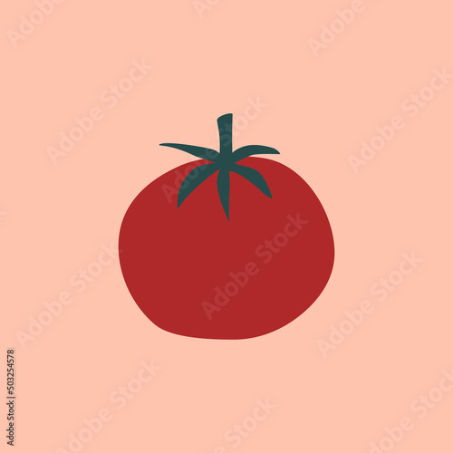 Red abstract tomato hand drawn vector illustration. Isolated vegetables in flat style for logo or icon.
