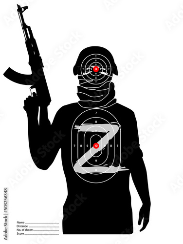 Shooting range target - soldier with Z symbol - war of Ukraine