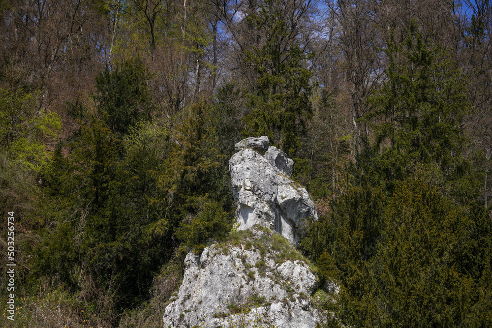 Danube breakthrough from Kelheim to Weltenburg monastery with rocks and the current of the Danube