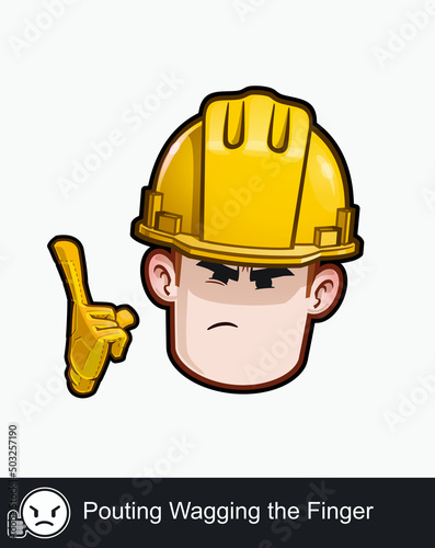 Construction Worker - Expressions - Negative - Pouting Wagging the Finger