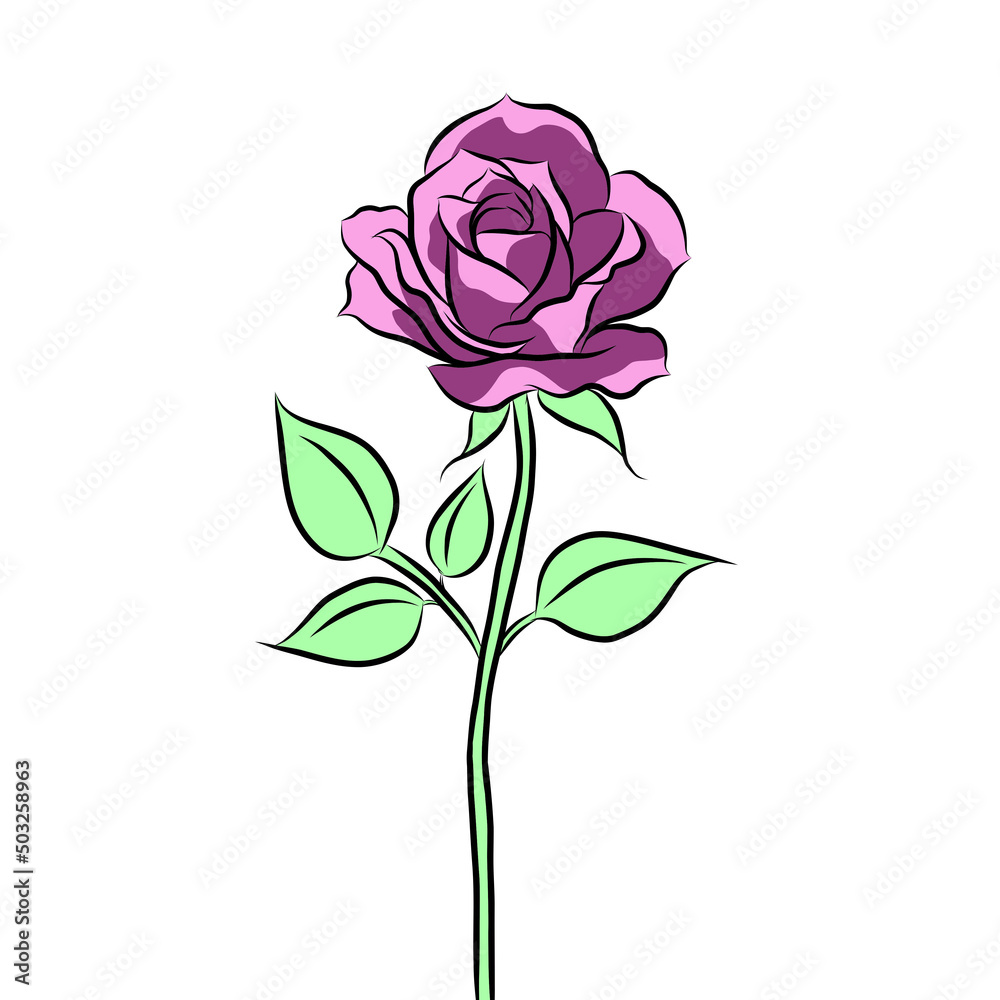 Beautiful rose bouquet flowers and green leaves growth on white background,hand drawn,creative with illustration in flat design.Floral pattern,decorative series for wallpaper.Valentine day concept. Beautiful rose bouquet flowers and green leaves growth on white background,hand drawn,creative with illustration in flat design.Floral pattern,decorative series for wallpaper.Valentine day concept.