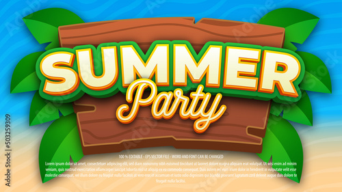 Fototapeta Naklejka Na Ścianę i Meble -  Summer 3d style editable text effect