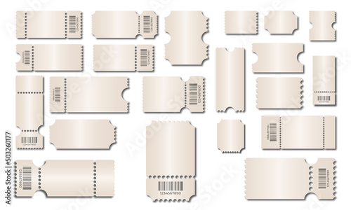 Set blank ticket template. Stylish retro look. Concert tickets, lottery coupons. Vector coupon. Ticket template.