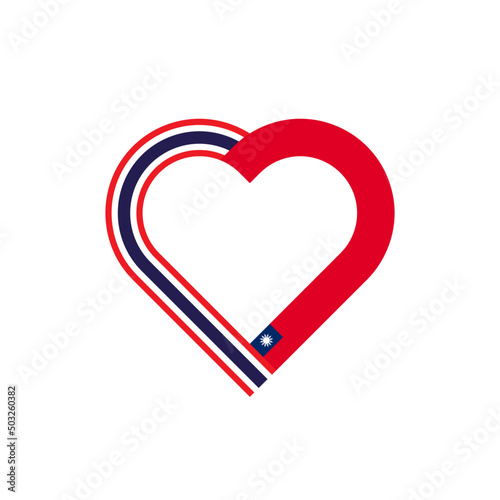 unity concept. heart ribbon icon of thailand and taiwan flags. vector illustration isolated on white background