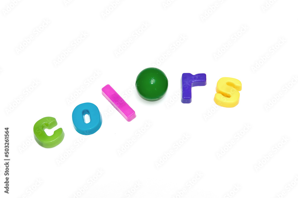 Word colors, written with letters of toy