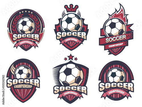 Illustration of modern soccer logo set