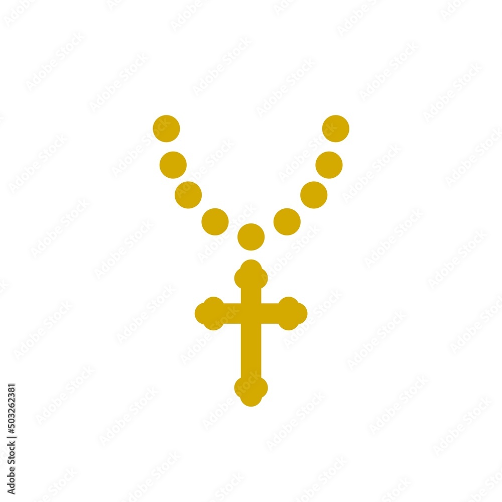 Christian cross on chain icon isolated on white background Christian cross on chain icon isolated on white background